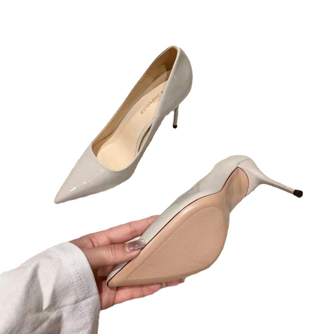 New pump pointed toe patent leather women's high heels